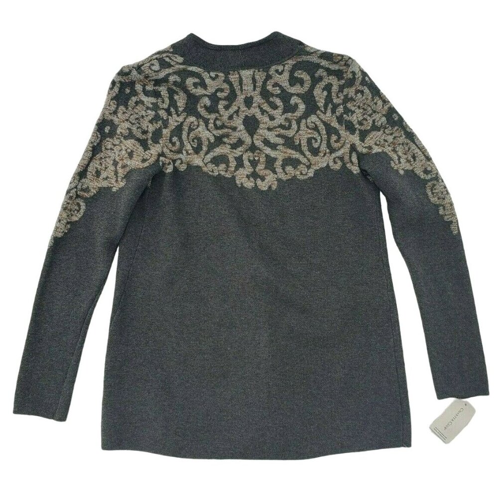 Vintage NWT Charter Club Embroidered Gray Floral Sweater XS Refined Opulence - Picture 2 of 7